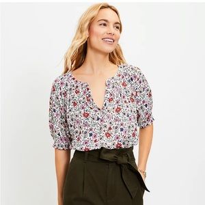 NWT Loft Spring Floral Short Sleeve Blouse - L